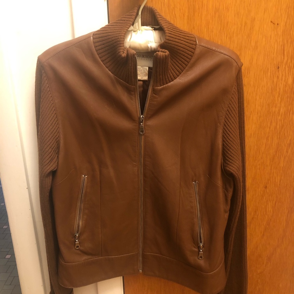 Hugo Buscati Cognac Leather Jacket - Size M - Picture 3 of 3